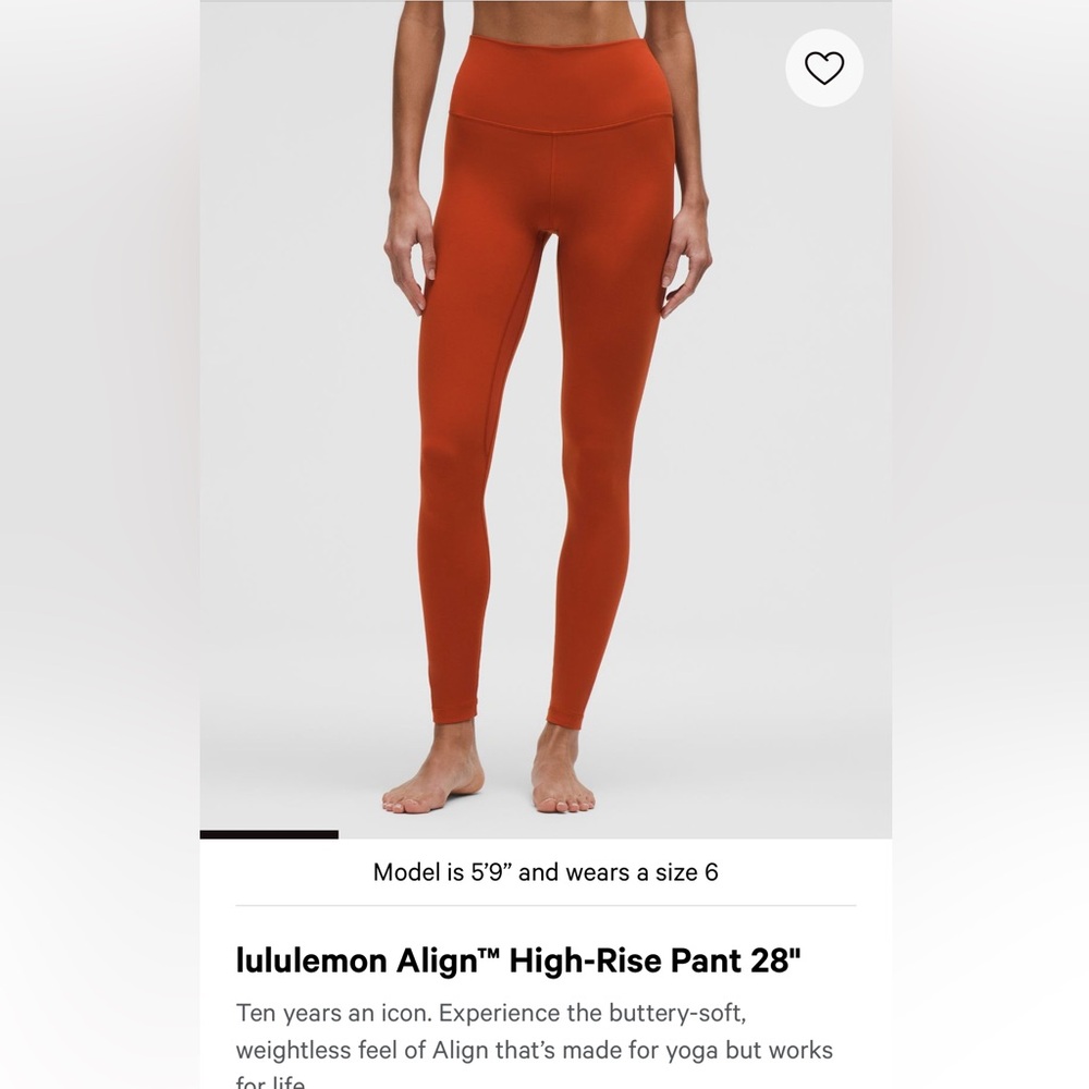 Lululemon Athletica High-Rise Leggings in Burnt Orange